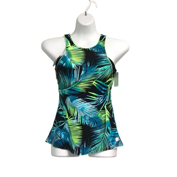 NWT ZeroXposur Women's Tropical Palm Print UPF 30+ Padded Tankini Swim Top S - Picture 1 of 10